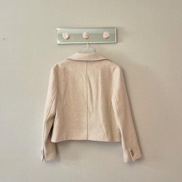 NWOT Zara sand double breasted statement button cropped pea coat, XL - Picture 12 of 16